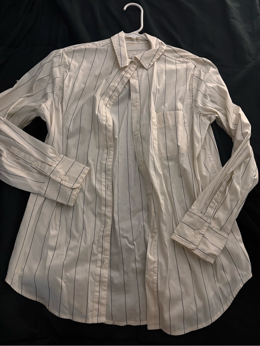 a new day White Button-Down Shirt with Black Pinstripes